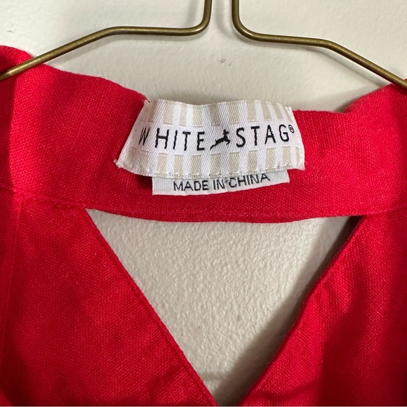 Linen Red Summer Maxi Dress Size S White Stag - Picture 5 of 6